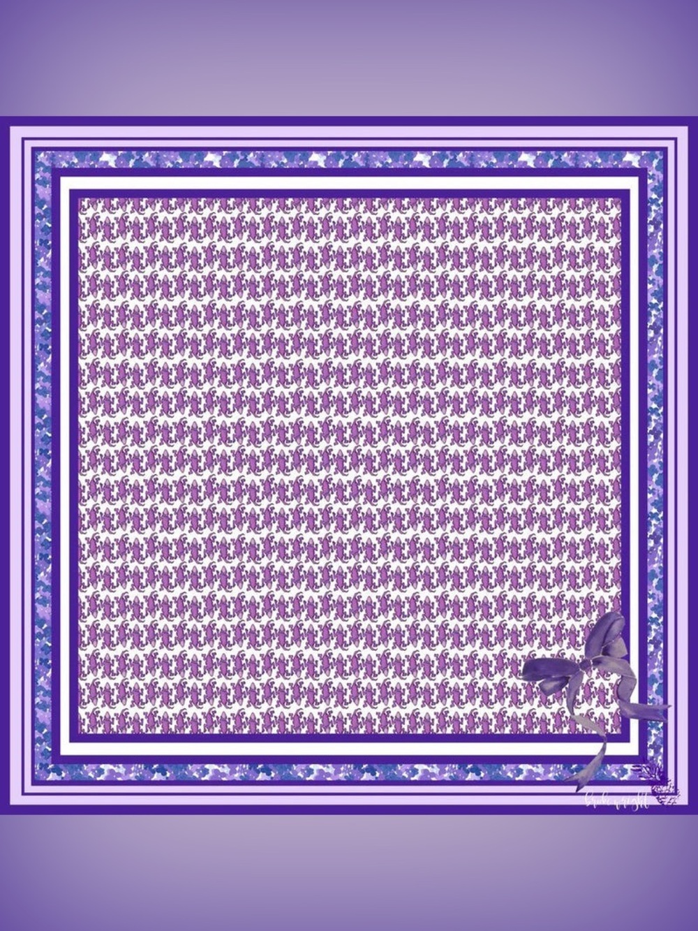 Brooke Wright Designs TCU Horned Frogs Silk Scarf Purple White 36x36 Square New